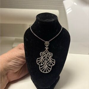 Elegant Silver Pendant Necklace, Swarovski Crystals, Nina’s NWT